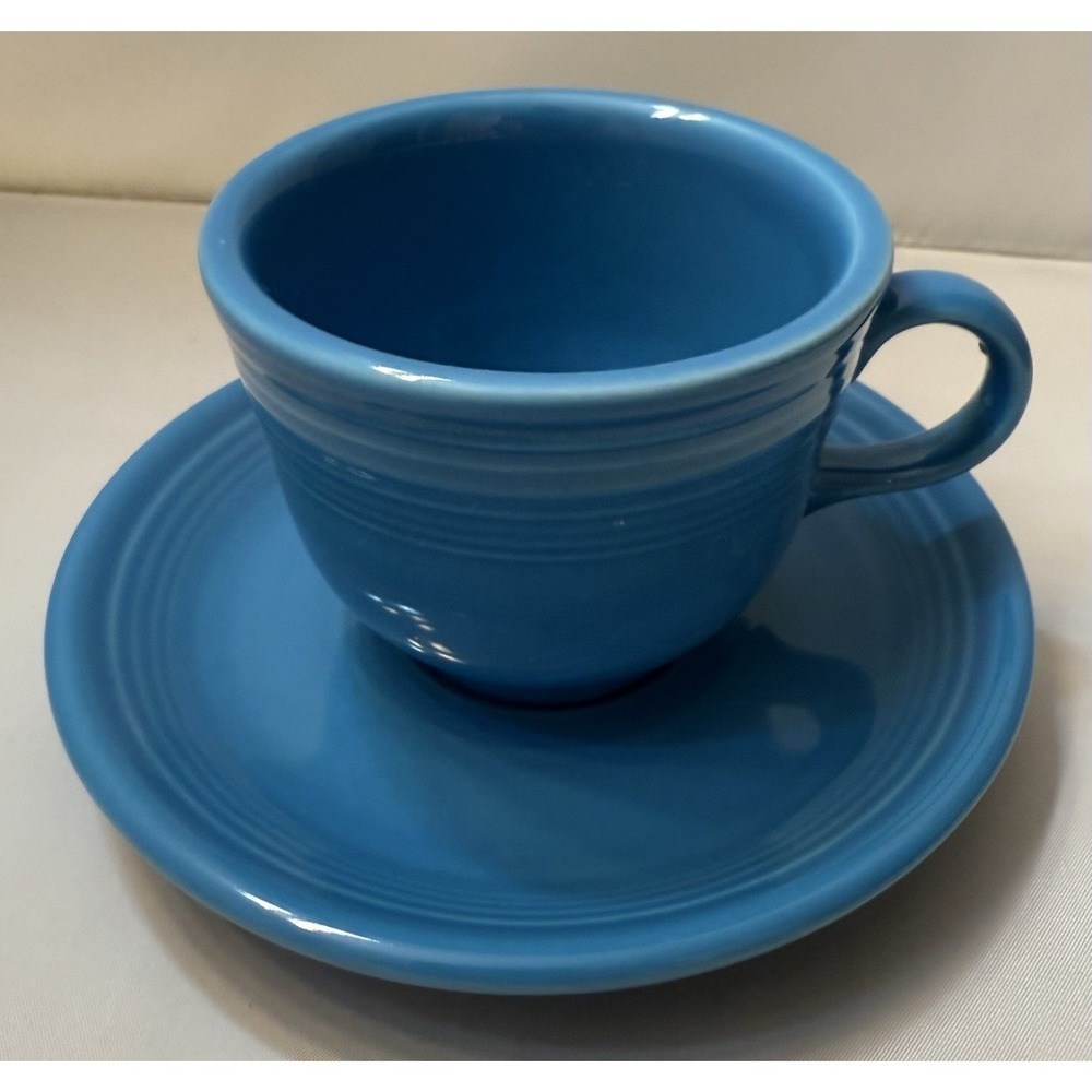 Homer Laughlin Fiesta Fiestaware Turquoise Blue Tea Cup & Saucer Set